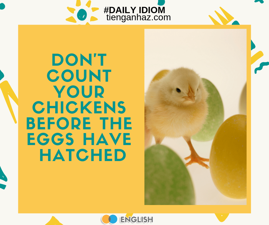 Don't count your chicken before the eggs have hatched tienganhaz.com idioms